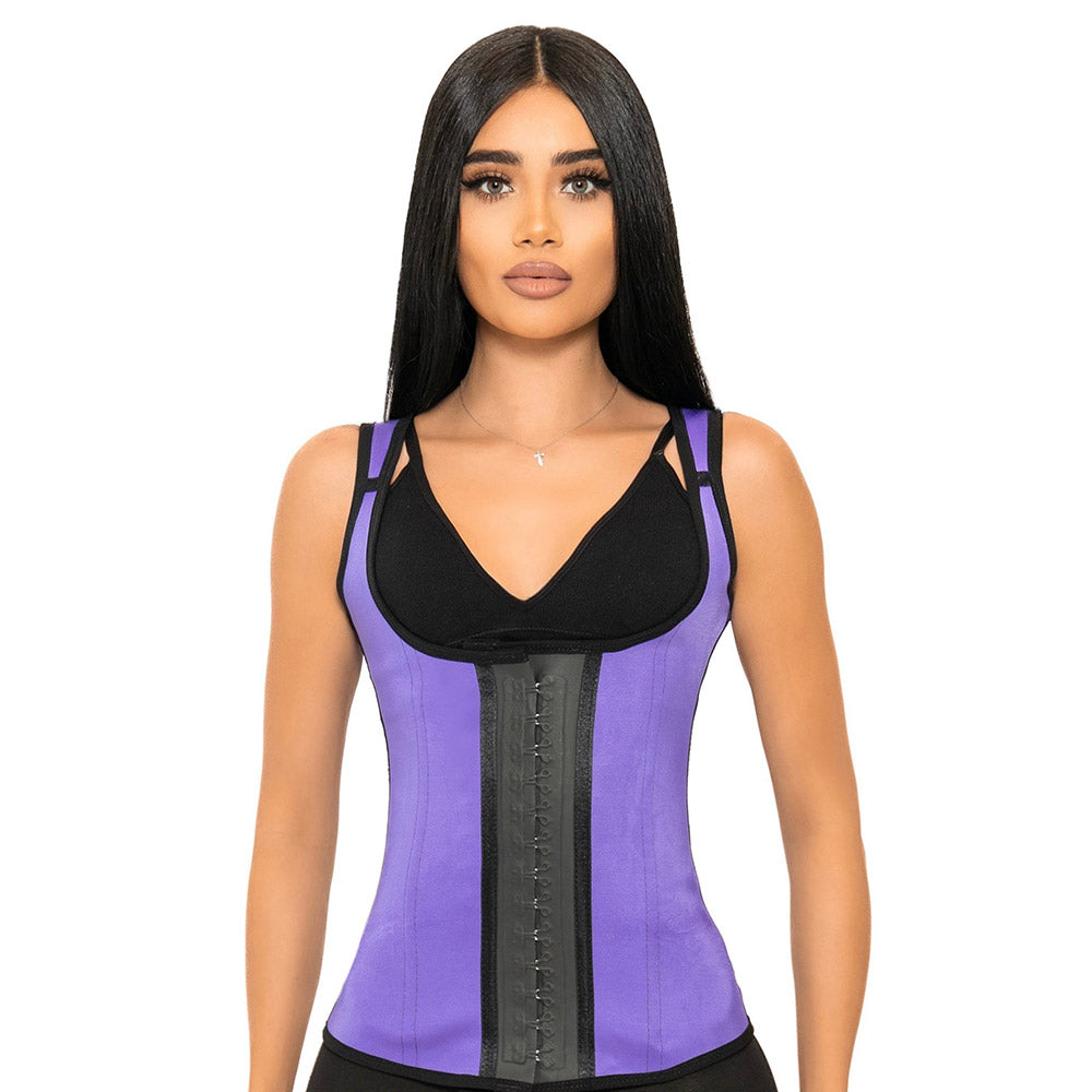 Latex Waist Trainer Cincher Vest - Purple