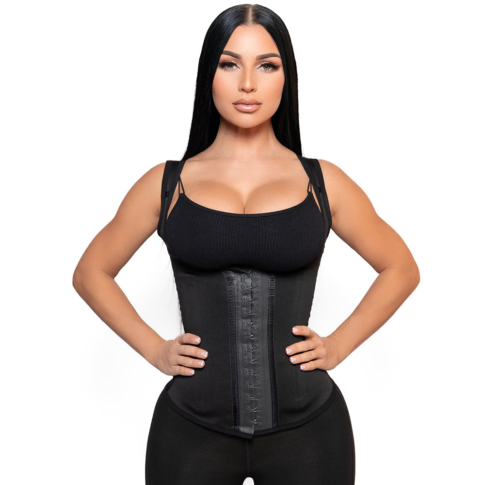 Latex Waist Trainer Cincher Vest - Black
