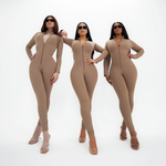 Load image into Gallery viewer, Sculpting Jumpsuit 3 in 1 Long Sleeve - Beige
