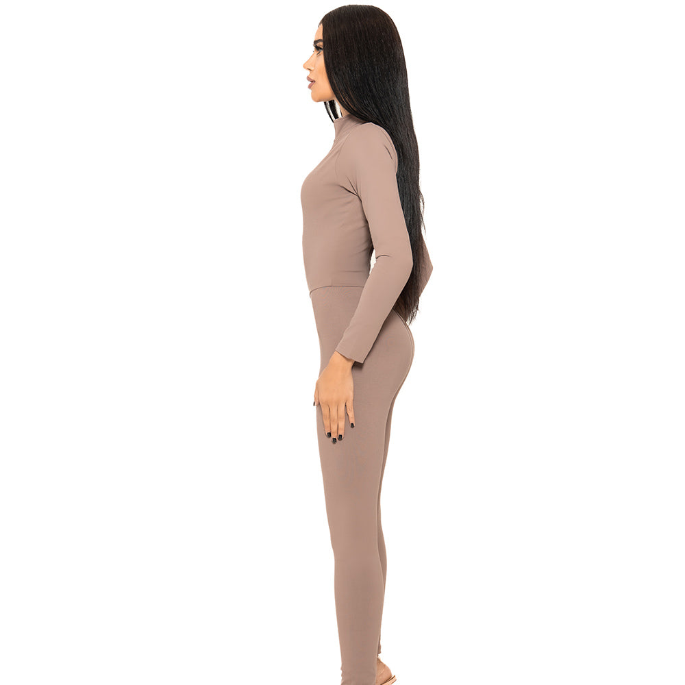 Sculpting Jumpsuit 3 in 1 Long Sleeve - Umber