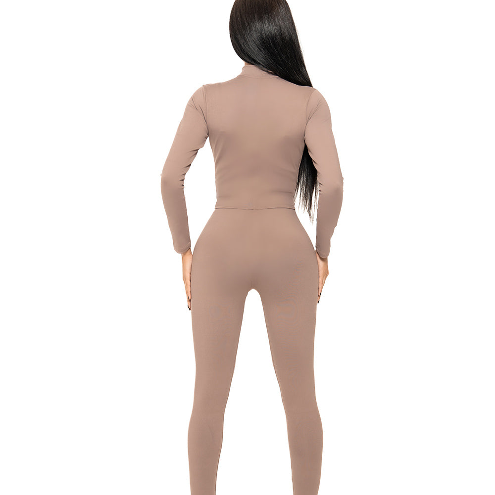 Sculpting Jumpsuit 3 in 1 Long Sleeve - Umber