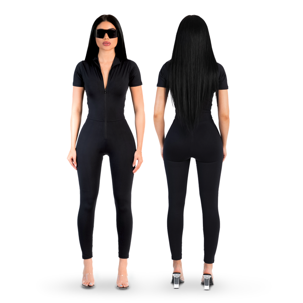 Sculpting Jumpsuit 3 in 1 Short Sleeve - Black