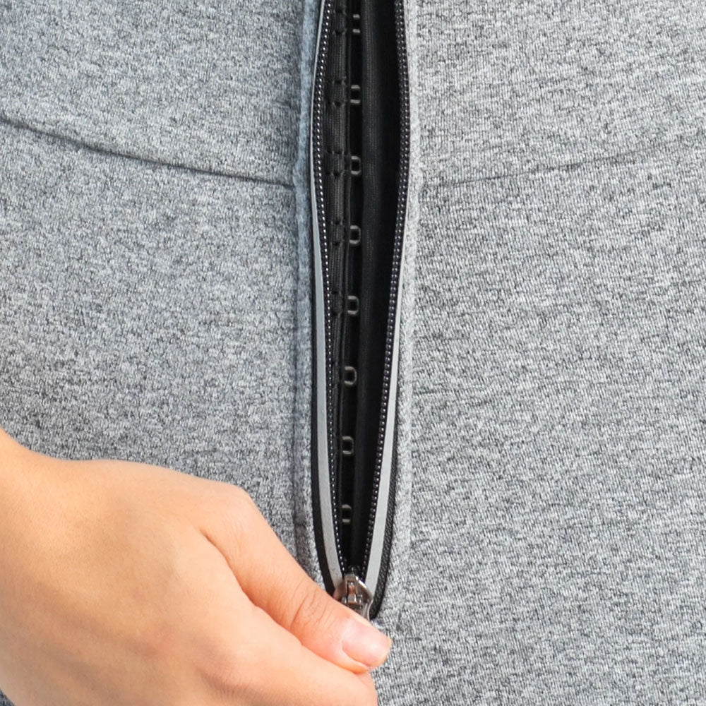 Sculpting Jumpsuit Short Sleeve w/ Reflective Zipper - Grey