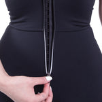 Load image into Gallery viewer, Sculpting Romper Short Sleeve w/ Reflective Zipper - Black