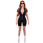 Load image into Gallery viewer, Sculpting Romper Short Sleeve w/ Reflective Zipper - Black